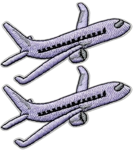 AIRPLANE Iron On Patch - Transportation Aircraft Flying Theme Embroidered Patch 2.5 X 0.75 Inches