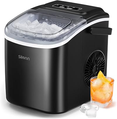 Silonn Countertop Ice Maker 9 Cubes in 6 Min 12KG/24H 2 Ice Sizes