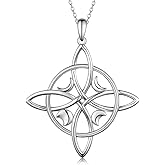Peireara Witches Knot Necklace for Women 925 Sterling Silver Witch Pendant Necklace Good Luck Irish Pagan Wiccan Jewelry Gift for Women