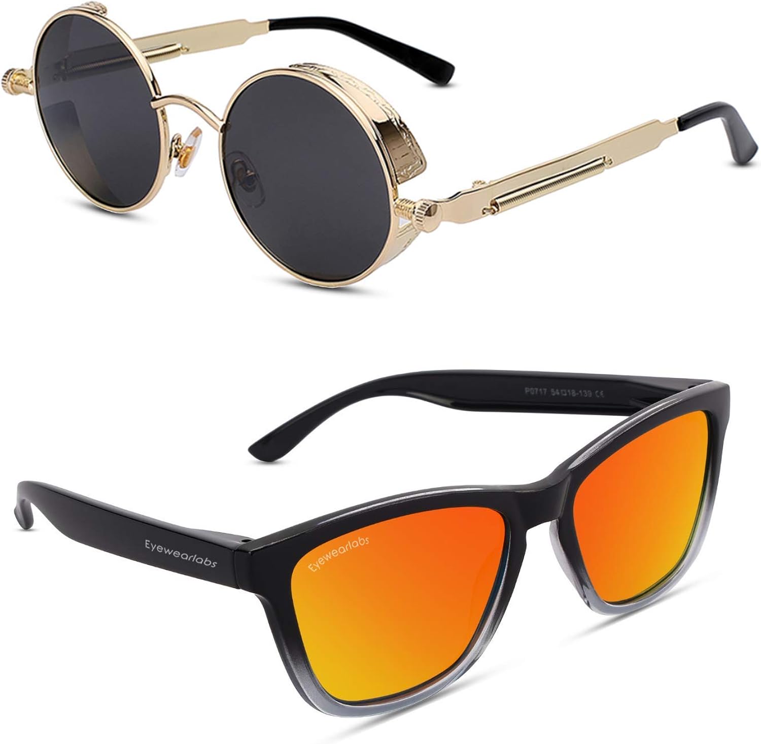 Buy Eyewearlabs Polarized Unisex Sunglasses Pack of 2 Combo(Black Gold