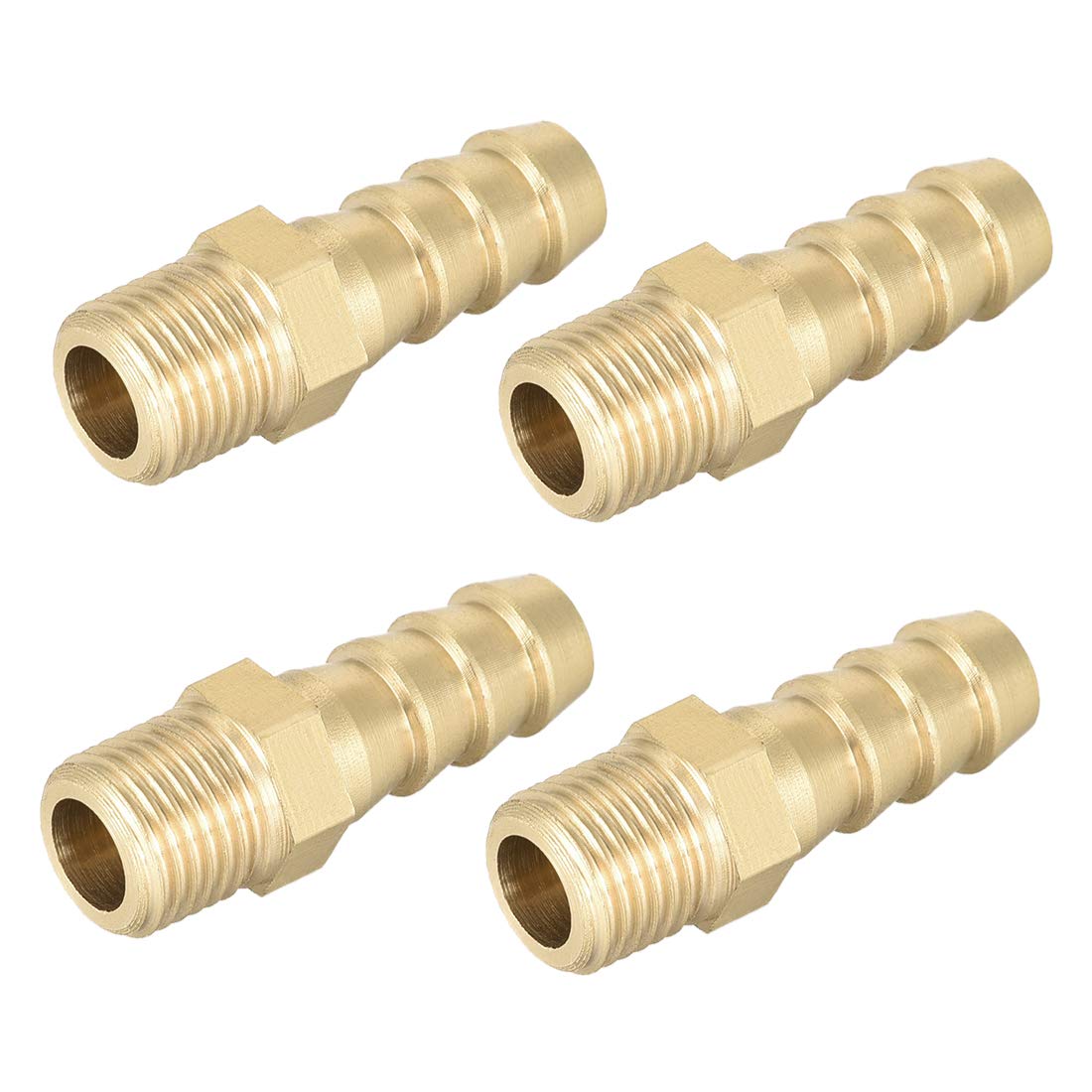 sourcing map Brass Fitting Connector Metric M10-1 Male to Barb Fit Hose ID 8mm 4pcs