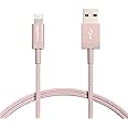 Amazon Basics Nylon USB-A to Lightning Cable Cord, MFi Certified Charger for Apple iPhone, iPad, Rose Gold, 6-Ft