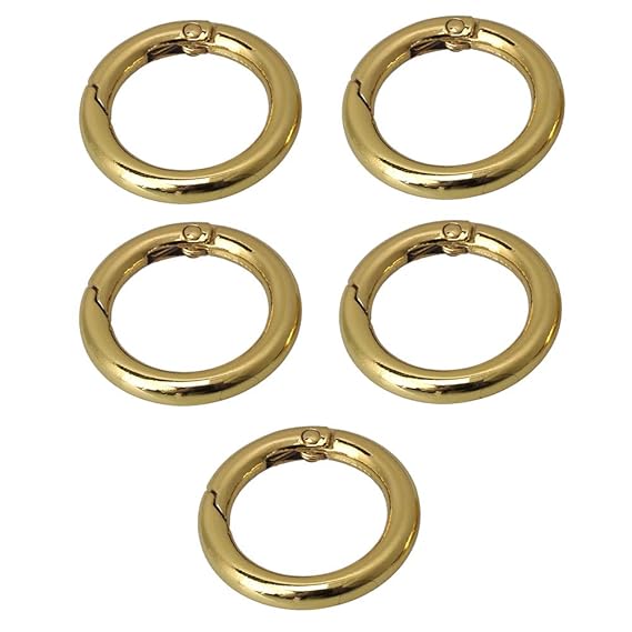 BQLZR Karabiner für Schlüsselanhänger, 28 x 20 x 4 mm, rund, goldfarben, 5 Stück