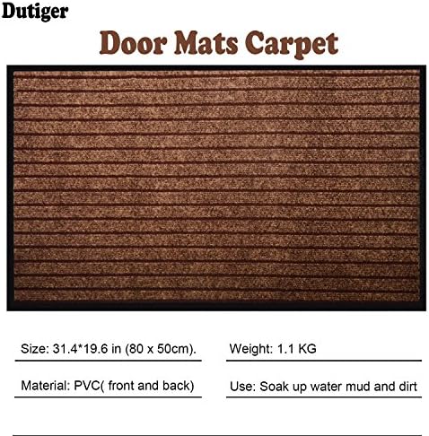 Dutiger 8609096 Indoor Outdoor Entrance Rug 31.5 x 19.6 inch Shoe Scraper Floor Mat Super Absorbent Eco-Friendly Doormat (Brown)