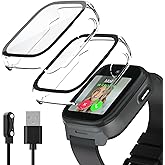 SimpleThings Compatible with Cosmo JrTrack 5 Screen Protector, Hard PC Case with HD Clear Tempered Glass Screen Protector for Cosmo JrTrack 5 Watch for Kids Boys Girls (Clear+Clear)