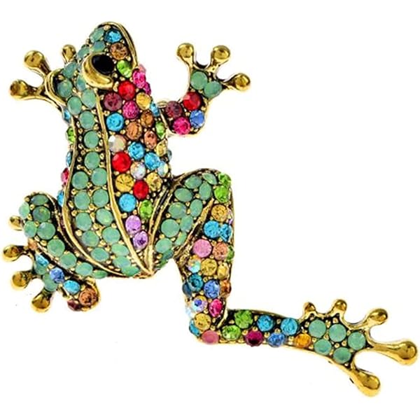 Alilang Abalone Shell Frog Brooch - Cross-Legged Sitting Frog Pin, Retro Crystal Corsage - View #4