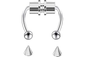 CHUXI Fake Nose Ring Hoop Septum Nose Ring Horseshoe Stainless Steel Faux Fake Nose Septum Rings Non-Pierced Clip On Nose Hoop Rings
