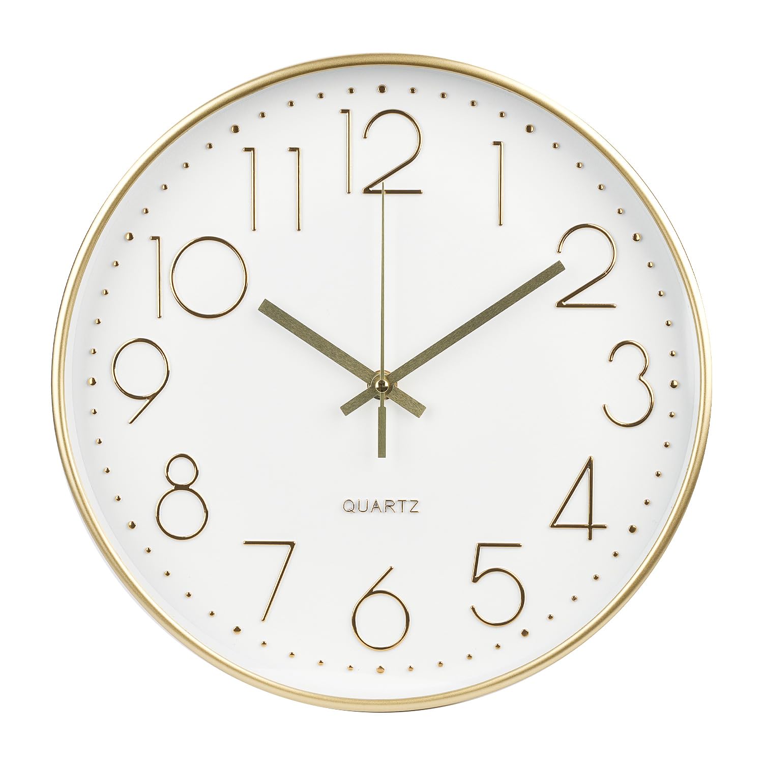 Photo 1 of bakbrand Wall Clock 12 Inch Non-Ticking Silent Modern Simple Style Round Decor Clock Gold 