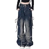 Hugboom Baggy Pants for Women Girls Cute Jeans Y2k Pants Star Straight Leg Streetwear Clothing