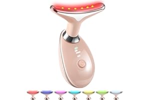 VGY 7-in-1 Face and Neck Massage Tool for Skin Care Gift, Multifunctional Electric Red Light Therapy for Face, Wrinkles, Double Chin (Pink)