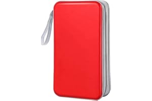 Bivisen CD Case Wallet, 80 Capacity DVD VCD Media Blu-ray Case Wallet Holder Storage Organizer (Red)