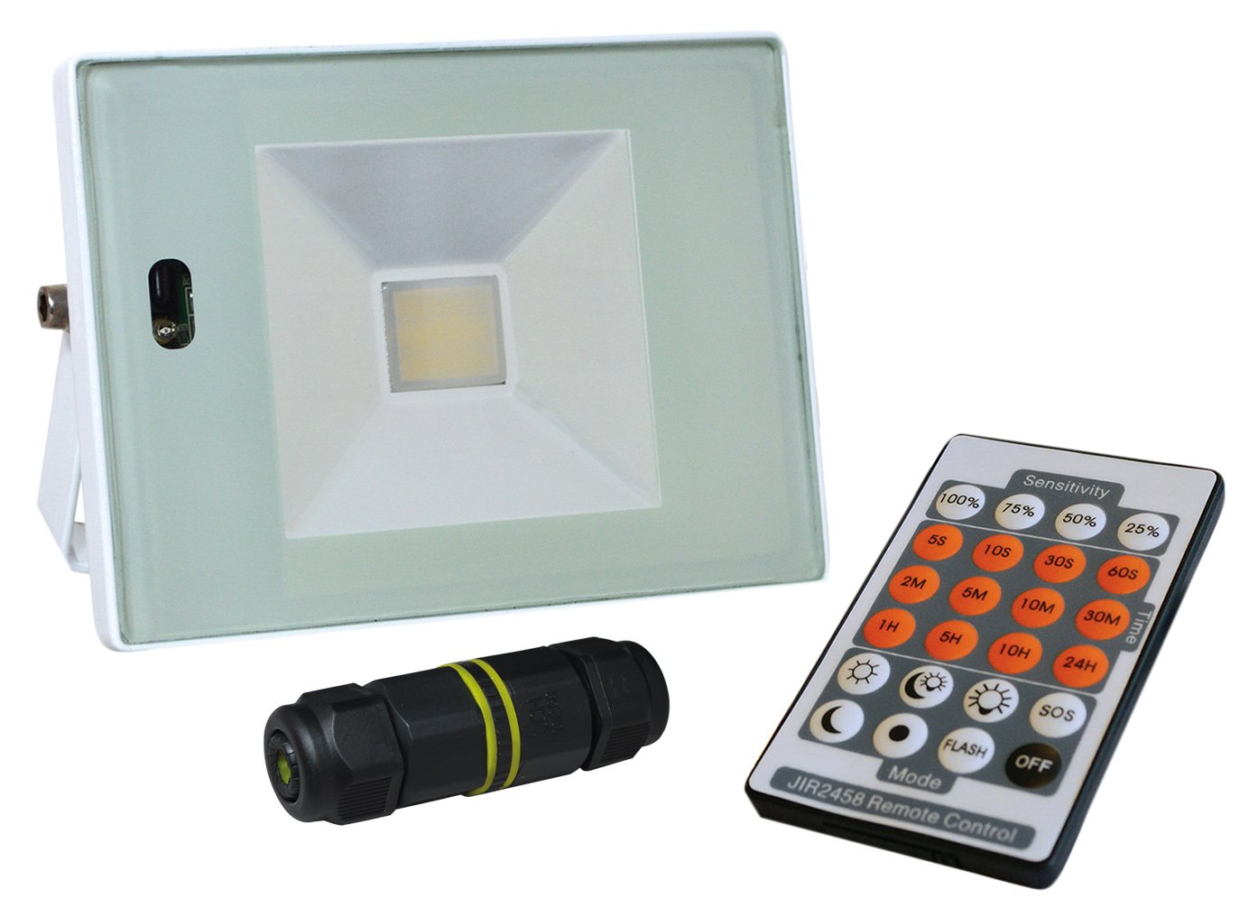 TIBELEC White LED Projector 12 W 790 Lumens with Motion Detector and Remote Control, Aluminium