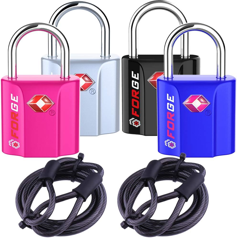  | Black 4 Pack TSA Approved Travel Luggage Locks Ultra-Secure Dimple Key Travel Locks with Zinc Alloy Body | Luggage Locks