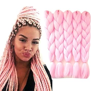 Amazon Com Hidola Light Pink Braiding Hair 5pcs Lot Colored Hair