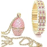 Designer Pink Topaz Jewelry for women Faberge egg 24kGold Necklace Pink Topaz Bracelet Set 2ct HANDMADE Jewellery Valentines day Gifts for Ladies Graduation Birthday party accessories gift for her