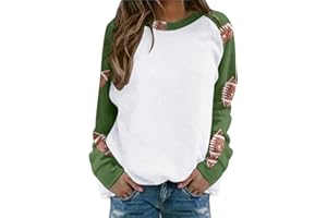 womola Game Day Sweatshirt for Women 2024 Fall Fashion Football Graphic Print Shirts Long Sleeve Pullover Sweatshirts