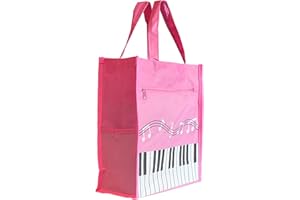 Farcaya Piano Keys Handbag Music Tote Bag Oxford Cloth Nylon Waterproof Storing Sheet Books for Teacher Gifts (Pink)