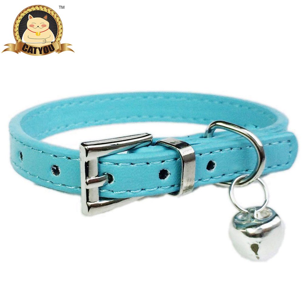 3 Colors CatYou Small Jingle Bell Leather Pet Collar for Cats Baby