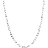 Miabella Italian 925 Sterling Silver, 18K Gold Plated Sparkle Mirror Link Chain Necklace for Women, Made in Italy