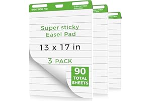 DINGIXOC Sticky Mini Easel Pads 13 x 17 Inches, 3 Pack Anchor Chart Paper for Teachers, Self Stick Flip Chart Paper with Sticky Back for Classroom, Office, 30 Sheets/Pad (Lined)