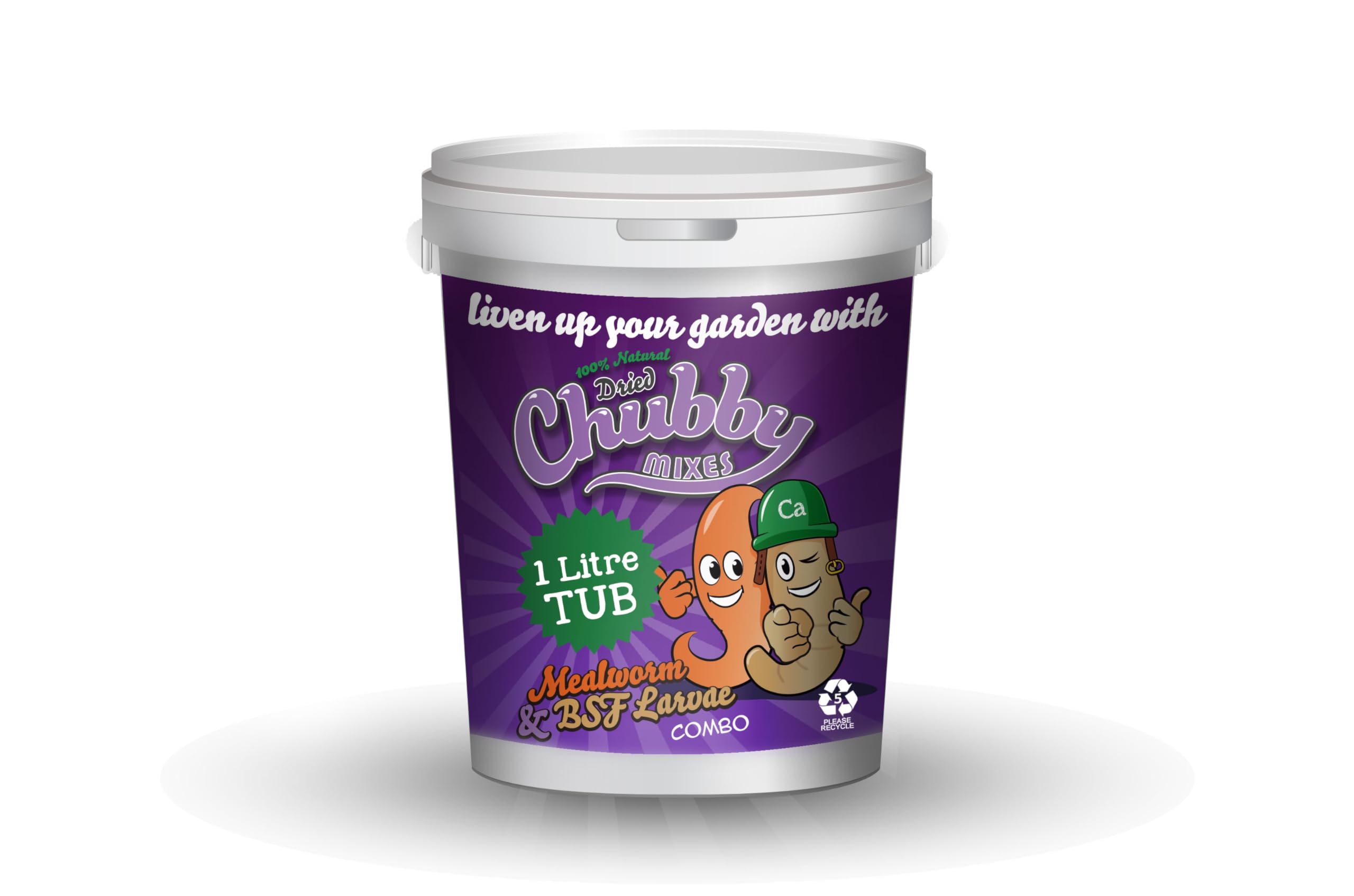 Chubby Mealworms Dried Mealworms and Calci Worm Mix (1 Litre), Dried Mealworm & Calci Worm, Calciworms Treats More Calcium than Meal Worm For Wild Birds, Protein Rich for Birds, Reptiles