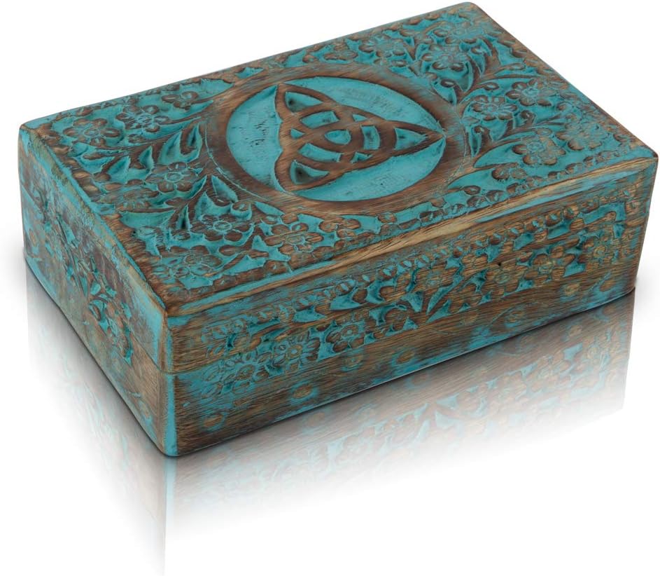 Great Birthday Gifts Handmade Decorative Wooden Jewellery Keepsake Box Jewellery Organizer Treasure Chest Trinket Holder Watch Storage Lock Box 20.32 x 12.7 cms Housewarming Gift - Image 3