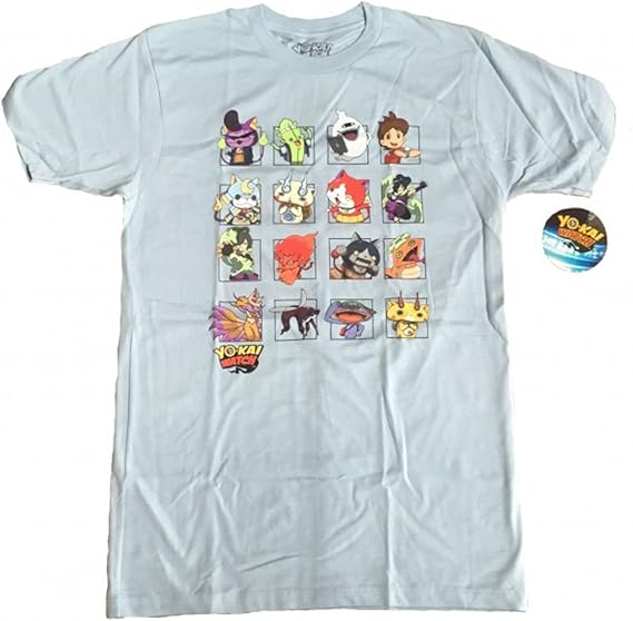 Amazon Co Jp 妖怪ウォッチ文字グリッド大人用メンズライトブルーtシャツ Us サイズ 3l カラー ブルー 服 ファッション小物