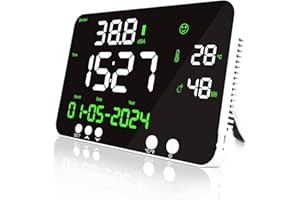 GOLDCHAMP Decibel Meter Wall Hanging Sound Level Meter, 4 in 1 Rechargeable Noise Decibel Meter with Noise, Time, Temp, Humidity , 30-130 dBA , 11-in Large LED Display for Classroom, Home, Studio, Factory