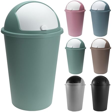 Deuba Abfalleimer 50L mit Schiebedeckel 68cm x 40cm grün - Mülleimer Müllbehälter Abfallbehälter I Büro Küche Bad