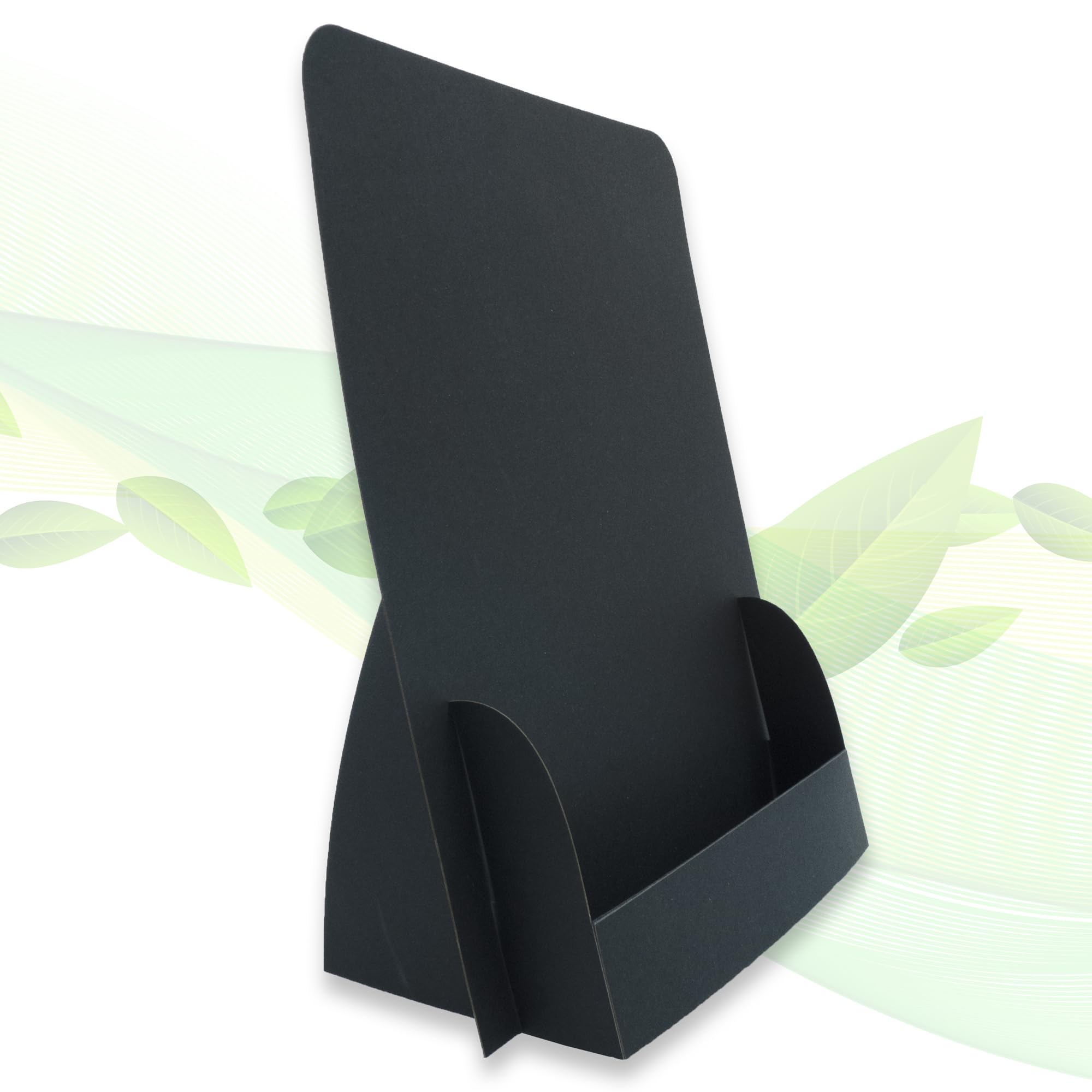 thefoldstands Black Design 5 Foldable Flyer Stands Ecological Brochure Stand for DIN A5 Flyer 14.8 x 21 cm Vertical Brochure Holder Made of Eco FSC Cardboard Short to Medium Term Use