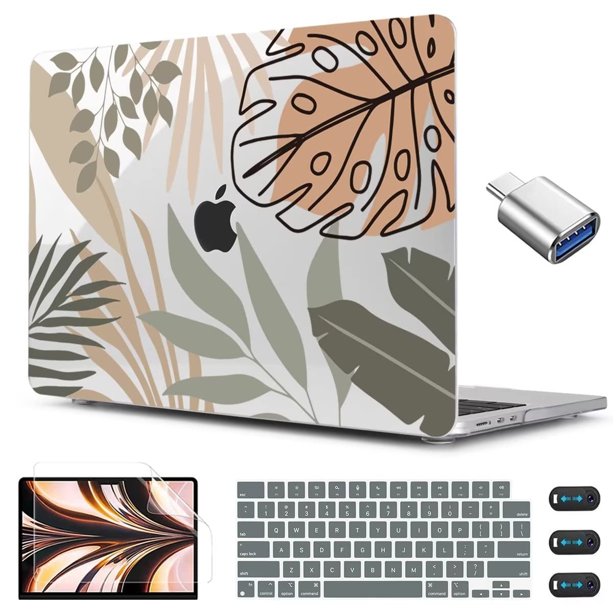 Photo 1 of CISSOOK Compatible with MacBook Air 13.6 inch Case 2025 2024 2022 Release A3240 A3113 A2681, Tropical Hard Shell Case with Keyboard Cover for MacBook Air 13 inch M2 M3 M4 Chip