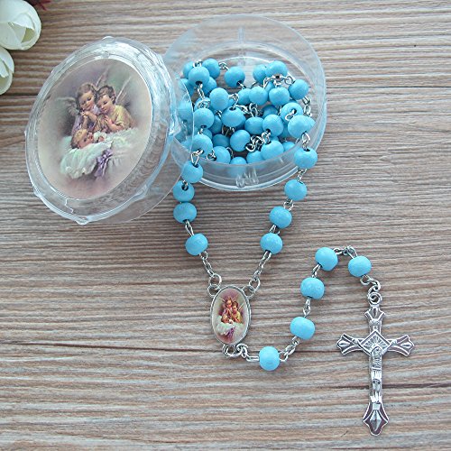 Baptism Scented Rosary Favor - 12Pcs Baby Guardian Angel Scented Rosaries with individual Gift Box and Bag