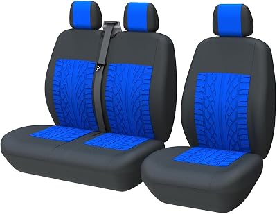 TOYOUN Van Seat Covers Universal Fit 2+1 Blue Polyester Foam Front Seat
