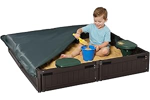 Outsunny DIY Kids Sandbox with Waterproof Oxford Cover, Sand Playset Station with Bottom Fabric Liner, for 3-12 Years Old, Ou