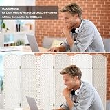 INMOZATA Handwoven Wicker Room Divider 6 Panel Foldable Privacy Screen White view 6