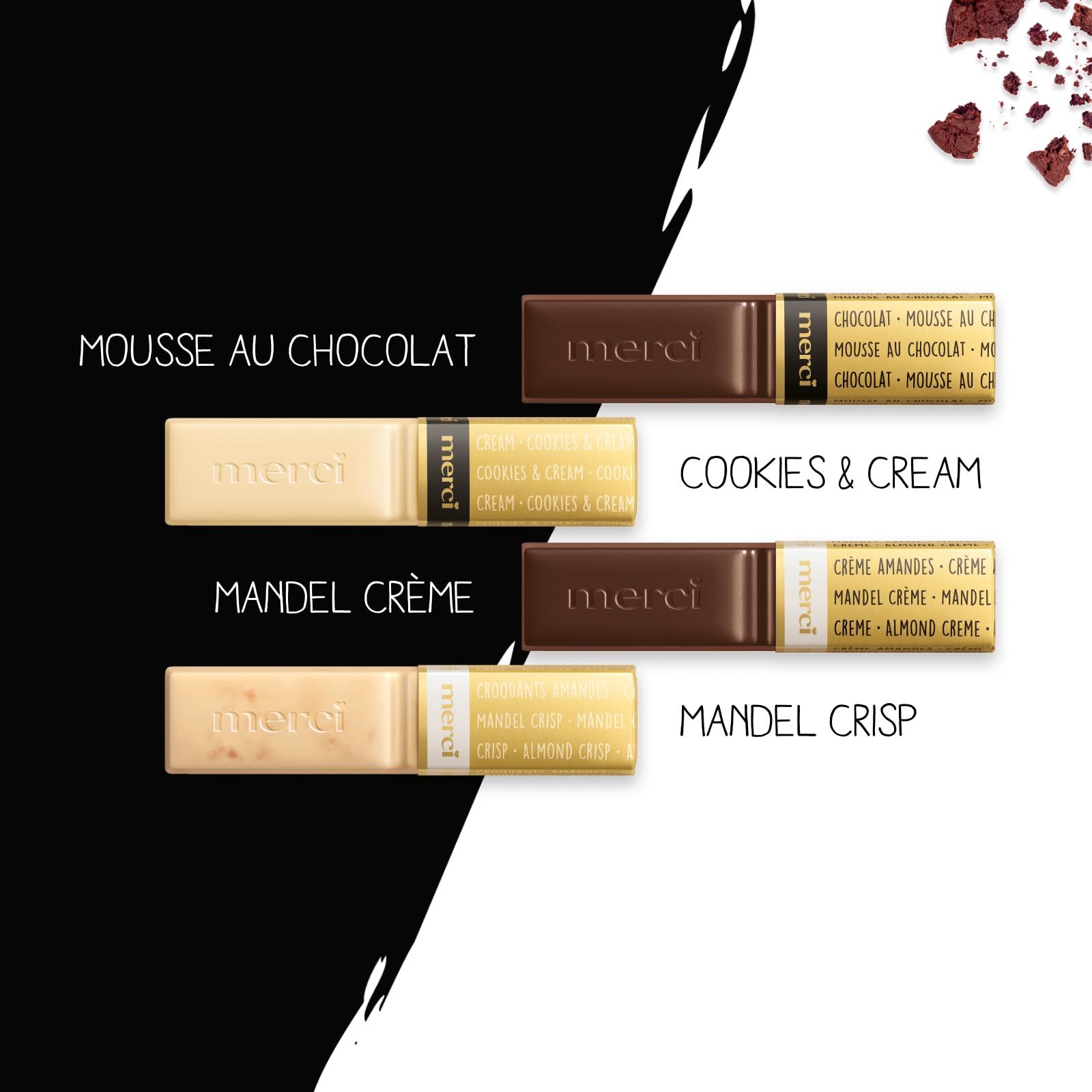 merci Finest Selection Black and White Vielfalt – 1 x 240 g – Erlesene Schokoladen-Spezialitäten – Gefüllte und nicht gefüllte Pralinen Limited Edition 4