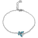 Galaxy Gold GG 14k White Gold Blue Topaz Butterfly Bracelet