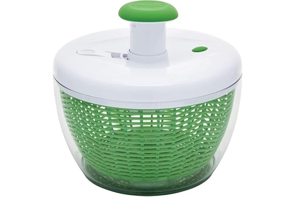 Farberware Easy to use pro pump spinner with bowl, colander and built in draining system for fresh, crisp, clean salad and produce, Large 6.6 quart, Green