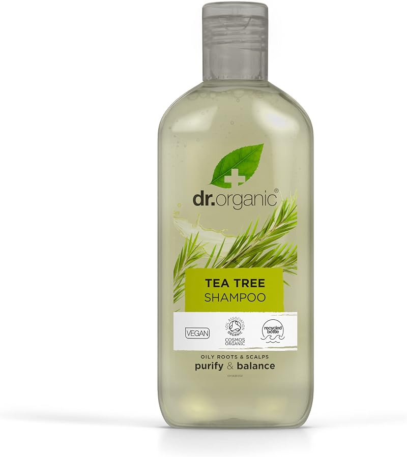 Dr Organic Tea Tree Purifying Shampoo for Oily Roots 265ml Vegan COSMOS Organic