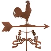EZ Vane Steel Rooster Weathervane with Wind Cups &mdash; Deck Mount | Handcrafted in USA, Antique Copper Finish, Metal Mount with Durable Triple Powder Coating, Easy Installation, Built to Last