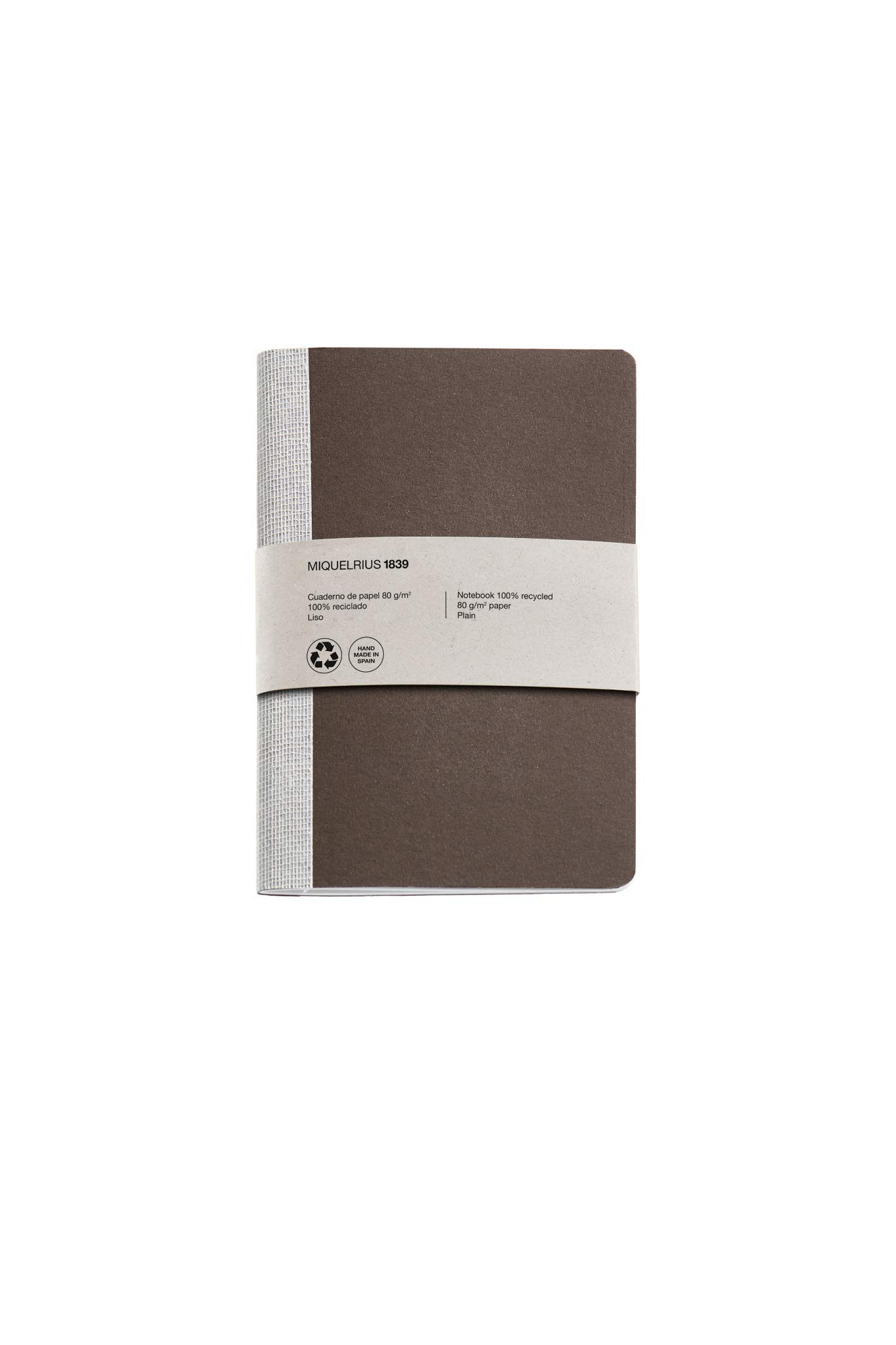 Miquelrius Cute Recycled Notebook with Staple and Fabric Spine Size mm, 56 Plain 80 g/m2 Pages 152 x 210 mm Brown