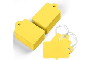 Uniclife 200 Pcs Price Tags with String Attached 1 Inch Writable Gold Hang Tags String Tag for Pricing Clothing Jewelry Price Display Labels Blank Merchandise Marking Paper Tag,1 3/8" x 7/8"