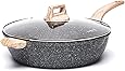 Carote 6.5-Quart Nonstick Saute Pan with Helper Handle, Deep Skillet with Cover, Non-Stick Jumbo Cooker Granite Stone Coating from Switzerland,12.5 inch