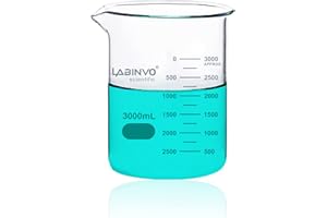 LABINVO Low Form Double Scale Graduated Glass Beaker, Vol.3000ml, 3.3 Borosilicate Glass Set, IN-BKL3000