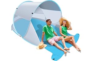 PLAYIEER Large Automatic Instant Pop Up Beach Tent, UPF 50+ Portable Sun Shelter Anti UV Beach Umbrella Baby Tent with Carrying Bag Fit for 2 Person (Silver)