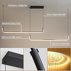 Chandelier, 2-Light Modern Ceiling U-Shaped Pendant