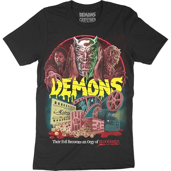 Amazon.com: Demons T-Shirt Shirt 1985 Movie (Small) Black