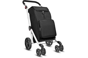 Folding Shopping Cart with Wheels, Collapsible Rolling Grocery Trolley and Removable Waterproof Bag, Adjustable Handle for Gr