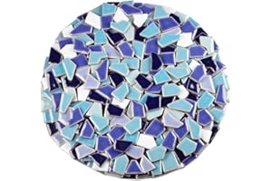 Verz Tile Ceramic Mosaic Tiles for Crafts & Art Projects 200 Grams Vibrant Colors Pieces Fit Together Like a Puzzle Endless Creative Ideas for Mosaic Art DIY Hobbies Small Sizes (Dark Blue Mix)