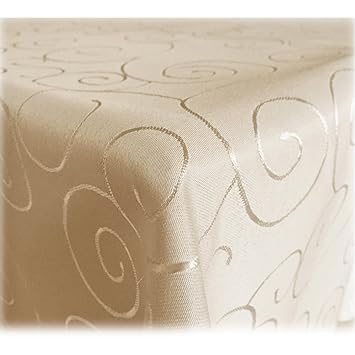 JEMIDI Tischdecke Bronze Ornamente Creme Oval 135x180